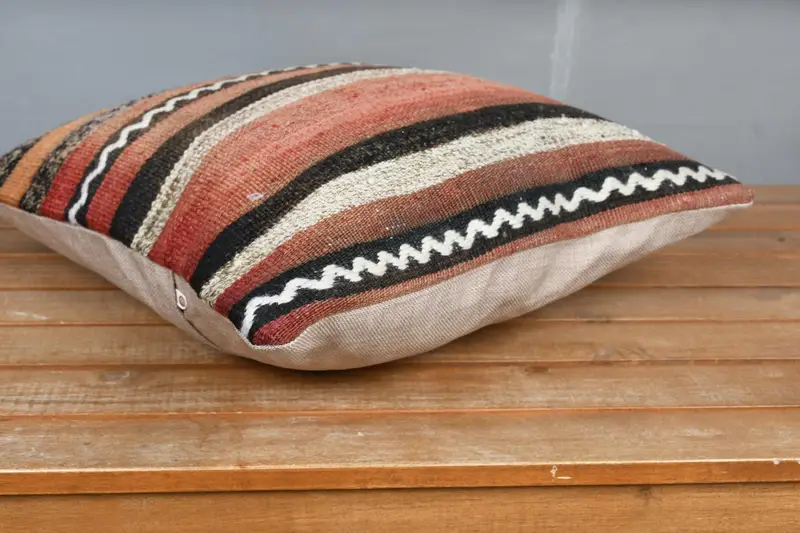 Turkish Pillow, Cushion Cover, 16x16 Red Cushion Case, Decorative Bolster Cushion Case, Vintage Kilim Throw Pillow, Kilim Pillow Cover - 4
