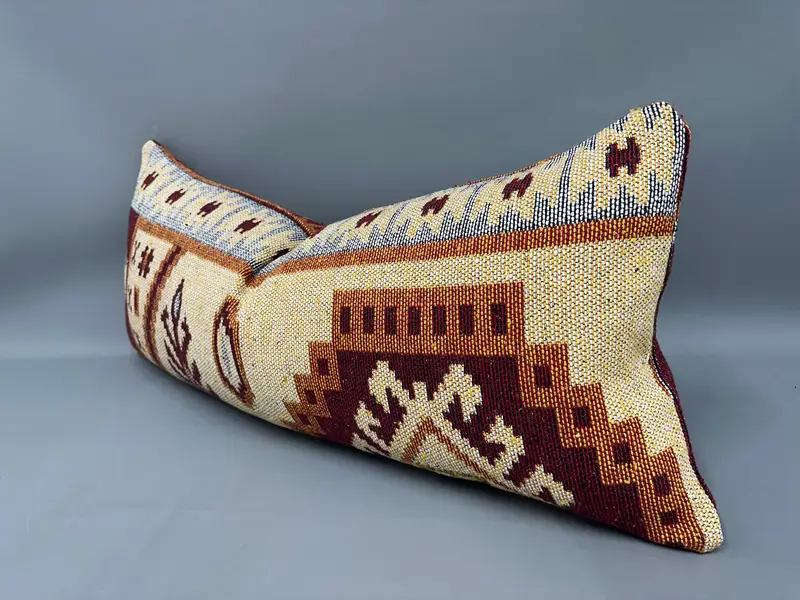 Vintage Kilim Throw Pillow, 16x36 Yellow Cushion Case, Kilim Cushion Sham, Outdoor Patio Pillow Sham, Pillow Sham, Kilim Pillow Cover - 3