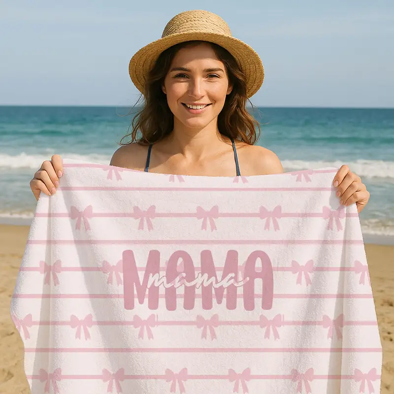 Pink Organic Cotton Beach Towel, Soft and Sustainable for Beach or Pool - 1