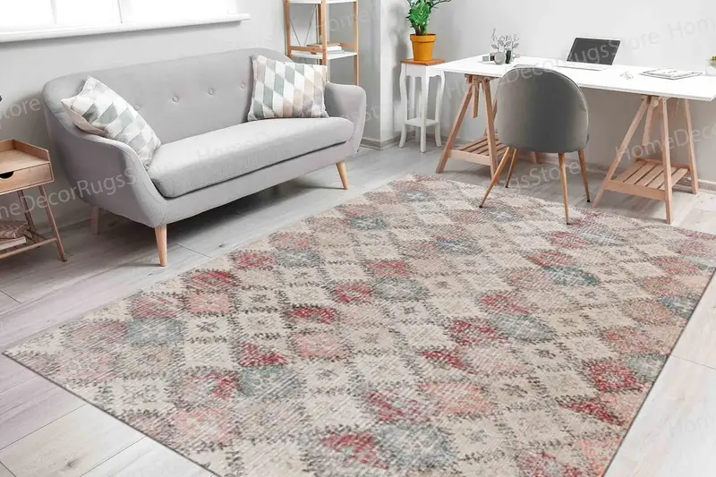 Alfombra costera Kilim con estampado floral: elegancia moderna para el hogar