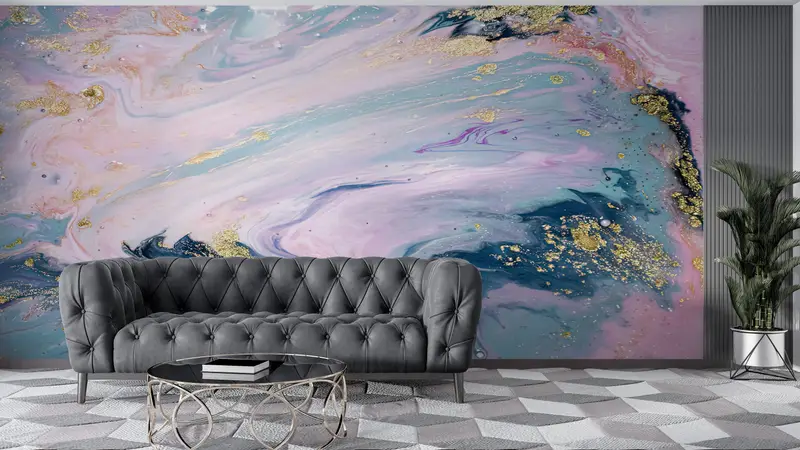 Modern Wall Paper, 3d Wall Paper, Modern Mural, , Soft Tones Marble Wall Mural, Bright Wall Paper, Shimmery Wallpaper, - 4