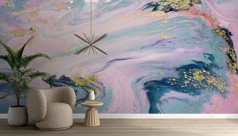 Modern Wall Paper, 3d Wall Paper, Modern Mural, , Soft Tones Marble Wall Mural, Bright Wall Paper, Shimmery Wallpaper, - 2