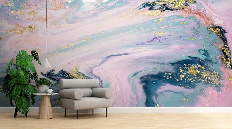 Modern Wall Paper, 3d Wall Paper, Modern Mural, , Soft Tones Marble Wall Mural, Bright Wall Paper, Shimmery Wallpaper, - 3