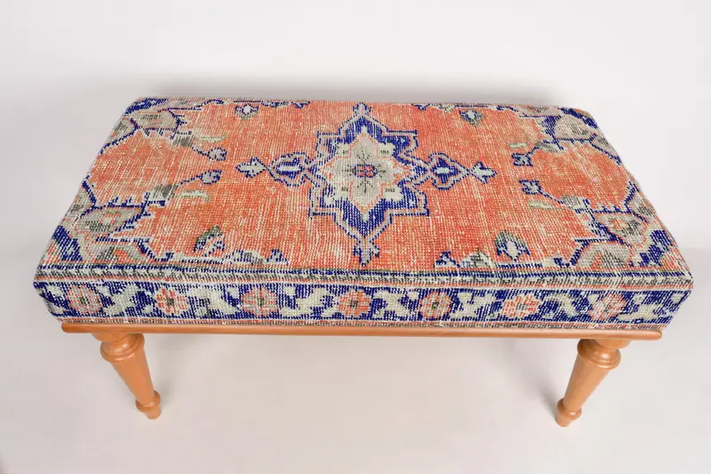 モジュール式オットマンセット、キリム風のウールブレンドオットマン