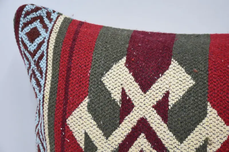 Gift Pillow, Handmade Throw Pillow, Throw Kilim Pillow, Wholesale Cushion, Pillow, Nomadic Cushion Cover, Turkish Kilim Pillow, 12x24 Red Cushion - 2