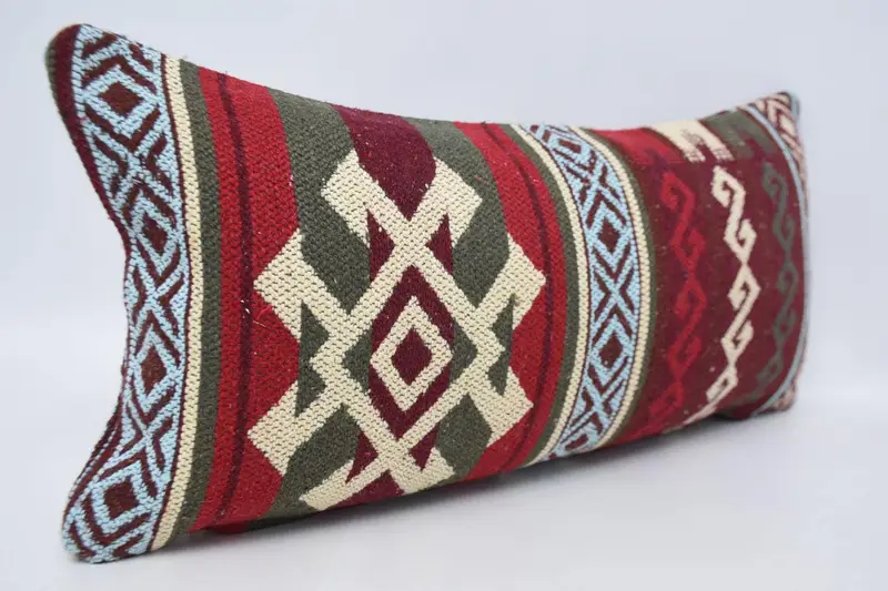 Gift Pillow, Handmade Throw Pillow, Throw Kilim Pillow, Wholesale Cushion, Pillow, Nomadic Cushion Cover, Turkish Kilim Pillow, 12x24 Red Cushion - 3