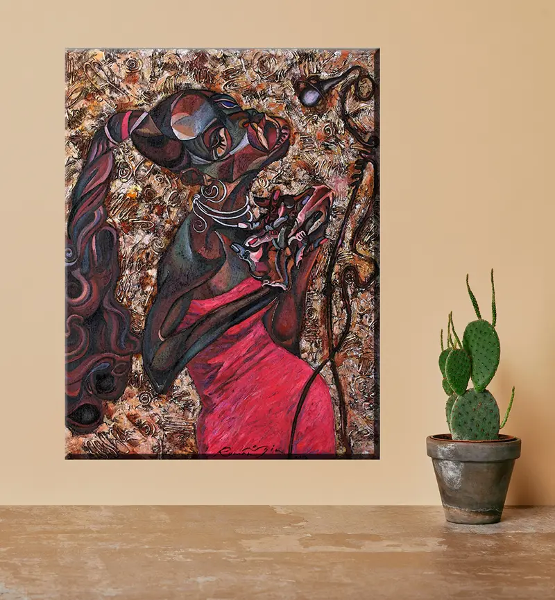 Abstract African Jazz Art, Oil Painting Canvas, Abstract Art, Modern Wall Art, Jazz Poster,American Classic Artwork, Colorful Painting, - 2