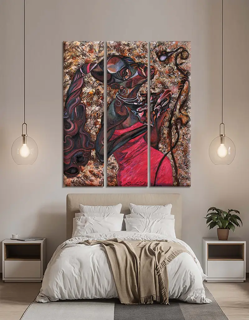 Abstract African Jazz Art, Oil Painting Canvas, Abstract Art, Modern Wall Art, Jazz Poster,American Classic Artwork, Colorful Painting, - 3