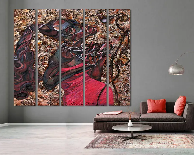 Abstract African Jazz Art, Oil Painting Canvas, Abstract Art, Modern Wall Art, Jazz Poster,American Classic Artwork, Colorful Painting, - 5