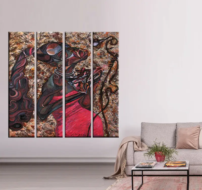 Abstract African Jazz Art, Oil Painting Canvas, Abstract Art, Modern Wall Art, Jazz Poster,American Classic Artwork, Colorful Painting, - 4