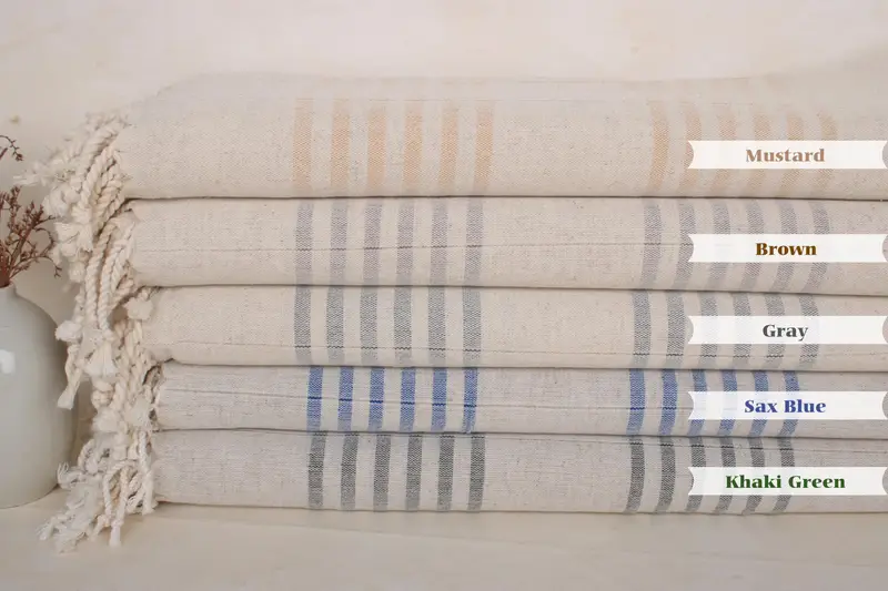 Home Decor Towel, Beach towel, Bachelor Gifts, Summer Gift, 70x40 Linen Striped Towel, Bachelorette Party Gifts, Turkish bath towel for spa - 2