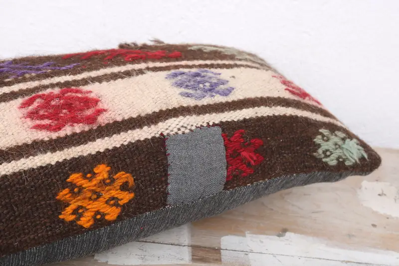 Traditional Cushion, Cushion Case, Pillow for Couch, Home Decor Pillow, Turkish Kilim Pillow, Square Throw Cushion Case, 8x16 White Pillow Sham - 6