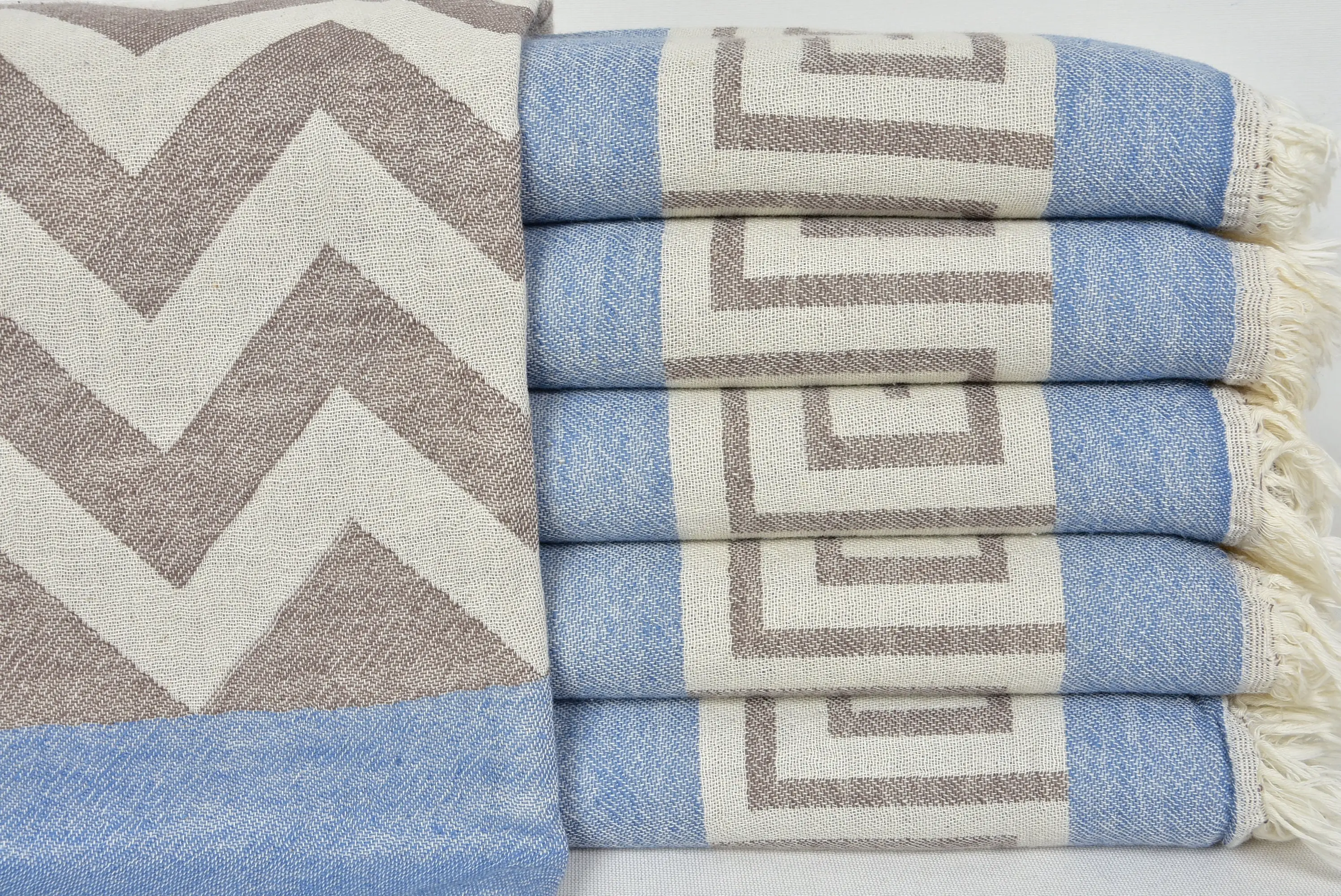 Beach Towel Personalizable Turkish Cotton Brown Blue, 36x70 Inches - 1