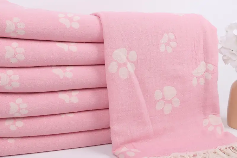 70x36 Cotton Paw Design Towel, Gift For Mom, Turkish bath towel, Wedding Favors, Turkish Towel Beach Towel, Bachelor Gifts, Family Gift Basket - 3
