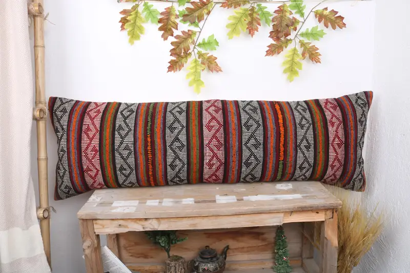 16x48 White Pillow Case, Handmade Kilim Cushion, Cushion Cover, Ethnic Pillow Cover, Decorative Throw Cushion Case, Gift Pillow, Pillow for Couch - 1