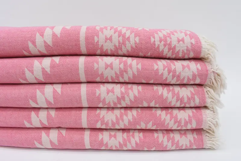 Pink Kilim Towel Organic Cotton, 70x36 Inches, Bachelorette Gift
