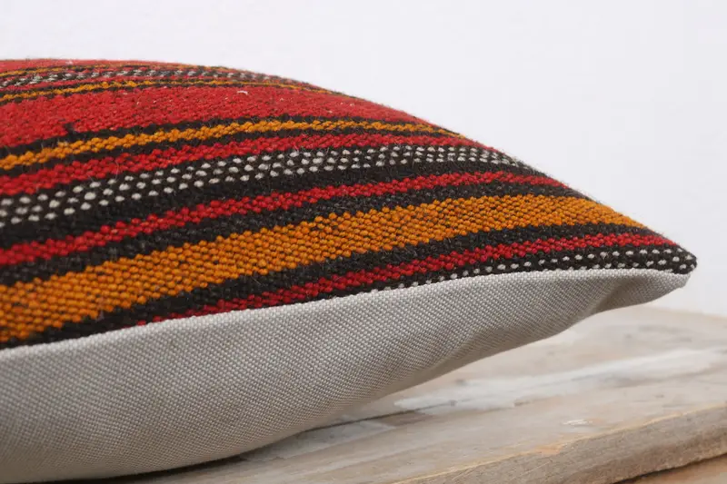 Ethnical Kilim Rug Pillow, Ethnic Cushion Cover, 12x12 Red Pillow Sham, Kilim Pillow, Car Cushion Case, Handmade Kilim Cushion, Pillow Sham - 6