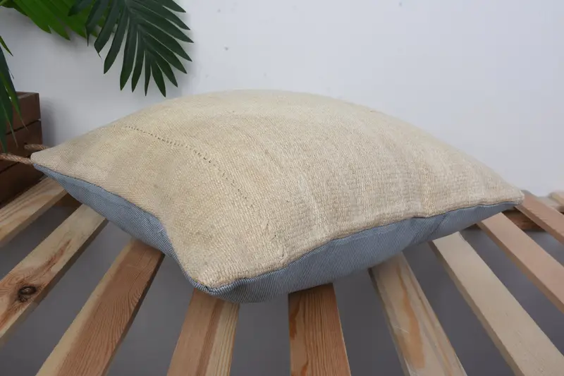 Customized Pillow Cover, Pillow Case, 16x16 Beige Pillow Cover, Cozy Throw Cushion, Kilim Cushion Sham, Antique Pillows, Turkish Kilim Pillow - 6