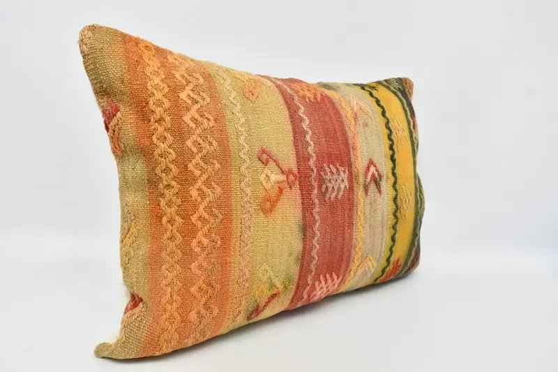 Vintage Kilim Throw Pillow, Throw Kilim Pillow, Pillow Sham, Gift Pillow, Pastel Pillow Case, 20x28 Red Cushion, Nautical Throw Cushion Cover - 3