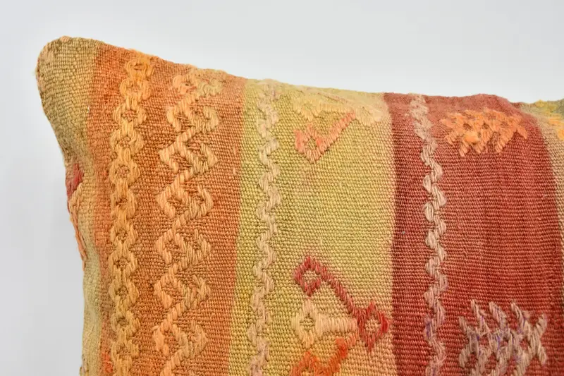Vintage Kilim Throw Pillow, Throw Kilim Pillow, Pillow Sham, Gift Pillow, Pastel Pillow Case, 20x28 Red Cushion, Nautical Throw Cushion Cover - 2