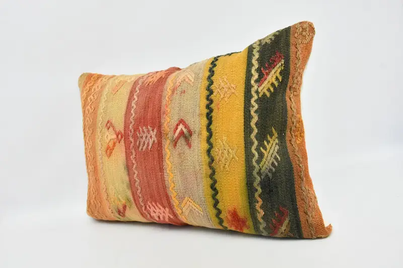 Vintage Kilim Throw Pillow, Throw Kilim Pillow, Pillow Sham, Gift Pillow, Pastel Pillow Case, 20x28 Red Cushion, Nautical Throw Cushion Cover - 4