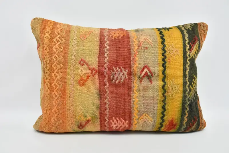 Vintage Kilim Throw Pillow, Throw Kilim Pillow, Pillow Sham, Gift Pillow, Pastel Pillow Case, 20x28 Red Cushion, Nautical Throw Cushion Cover - 1