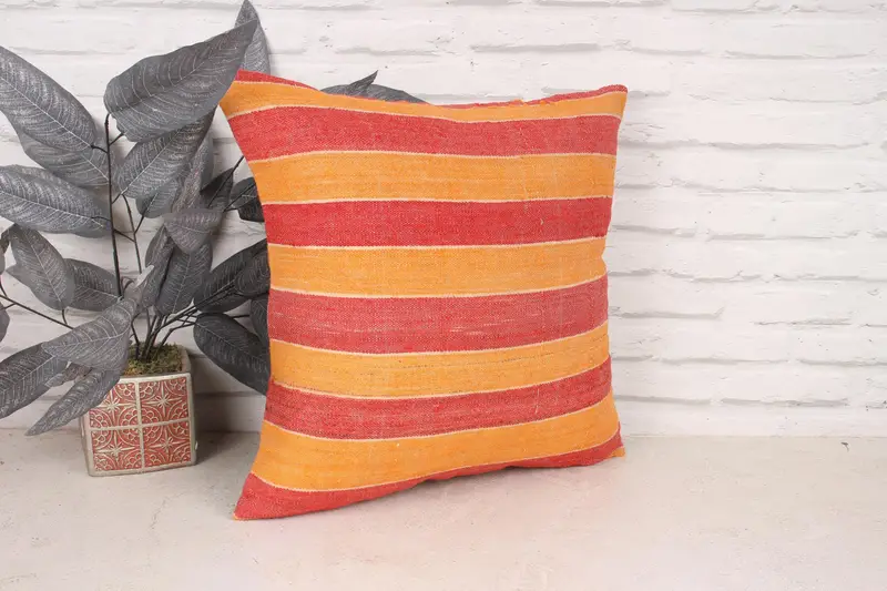 18x18 Red Pillow Sham, Turkish Pillow, Pillow for Couch, Gift Pillow, Morroccon Kilim Cushion Cushion, Wool Kilim Pillow Cushion Cover, Pillow Case - 3