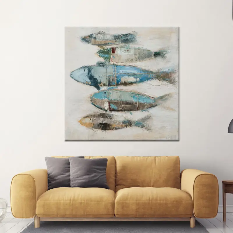 Modern Soyut Balık Baskı: Ev için Zarif Kanvas Sanatı