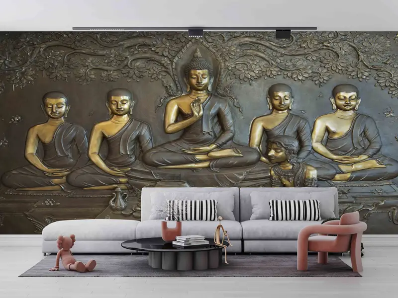 Meditation Wall Mural, Modern Wall Art, Room Wall Decor, Buddha Statue Wall Print, Buddhist Wall Decals, Wallpaper Panels, Wall Art Decor - 4