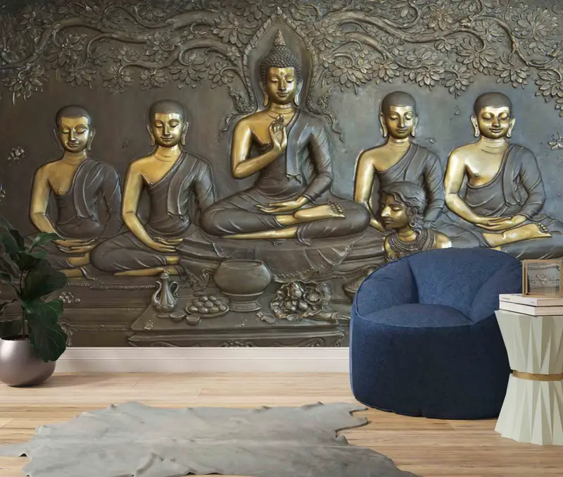 Meditation Wall Mural, Modern Wall Art, Room Wall Decor, Buddha Statue Wall Print, Buddhist Wall Decals, Wallpaper Panels, Wall Art Decor - 5