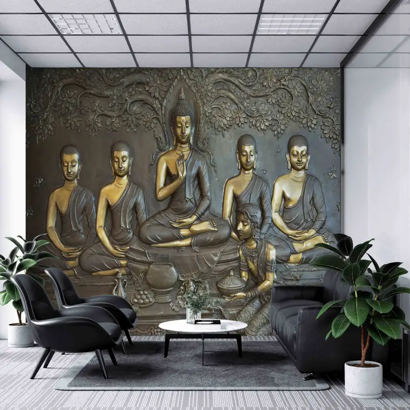 Meditation Wall Mural, Modern Wall Art, Room Wall Decor, Buddha Statue Wall Print, Buddhist Wall Decals, Wallpaper Panels, Wall Art Decor - 6