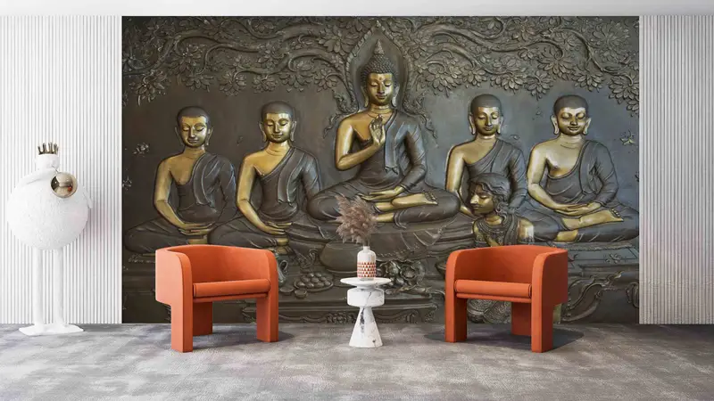 Meditation Wall Mural, Modern Wall Art, Room Wall Decor, Buddha Statue Wall Print, Buddhist Wall Decals, Wallpaper Panels, Wall Art Decor - 7