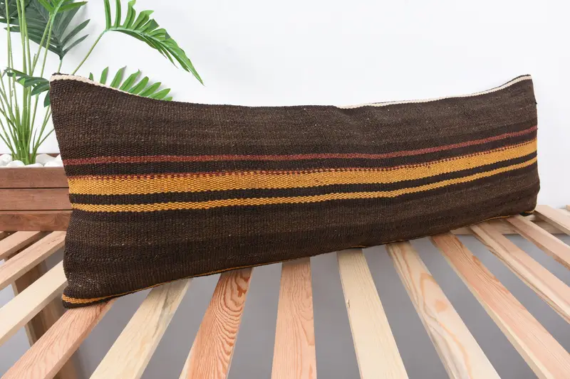 Luxury Cushion Cover, 12x36 Brown Pillow Sham, Boho Pillow Sham Cover, Throw Kilim Pillow, Cushion, Handmade Pillow Cover, Vintage Pillow - 4