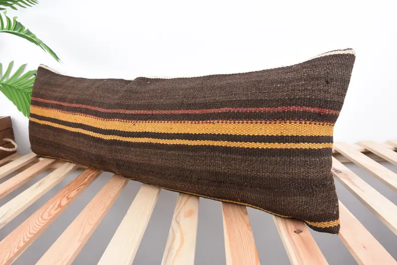 Luxury Cushion Cover, 12x36 Brown Pillow Sham, Boho Pillow Sham Cover, Throw Kilim Pillow, Cushion, Handmade Pillow Cover, Vintage Pillow - 5