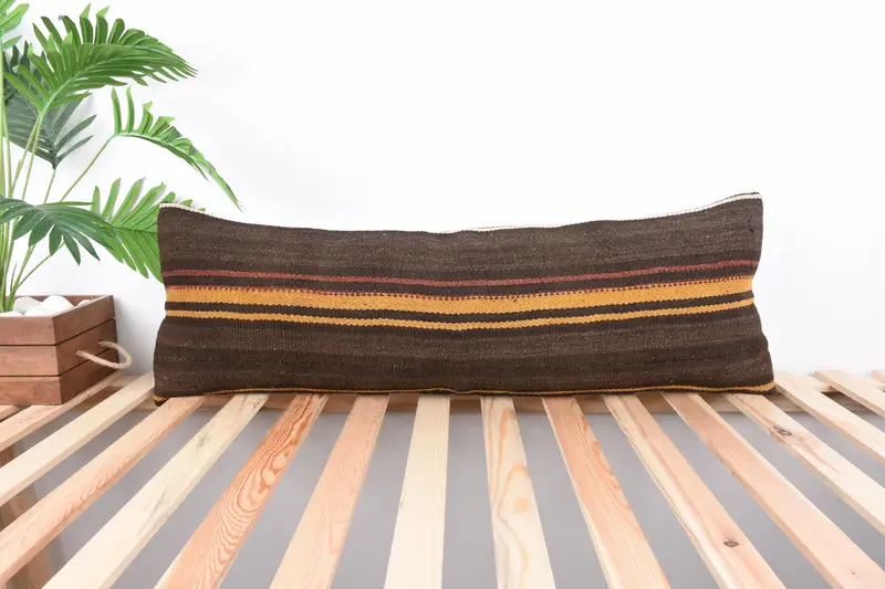Luxury Cushion Cover, 12x36 Brown Pillow Sham, Boho Pillow Sham Cover, Throw Kilim Pillow, Cushion, Handmade Pillow Cover, Vintage Pillow - 1