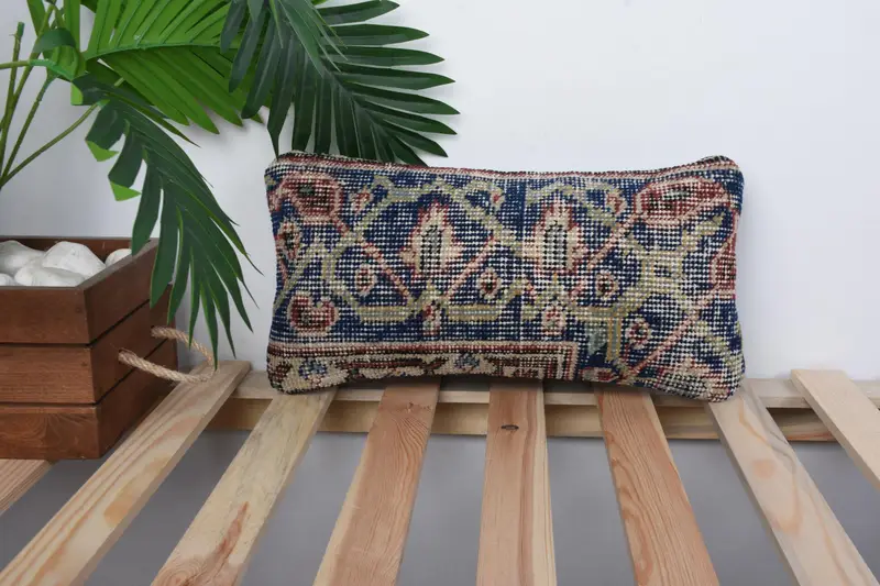 8x16 Blue Cushion Cover, Turkish Kilim Pillow, Antique Pillows, Southwestern Pillow Cover, Pet Cushion, Pillow, Home Decor Pillow - 1