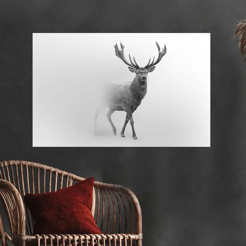 Elegantes Rentierglas: Bedrucktes Bauernhausdesign für moderne Lofts