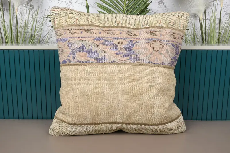 Saloon Vintage Euro Sham, Bej Hediyelik 24x24 inç Yastık Kılıfı - 1