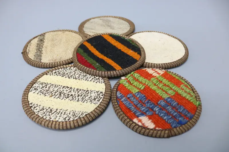 Bohemian Blue and Green Round Coaster, Durable Bohemian Coaster