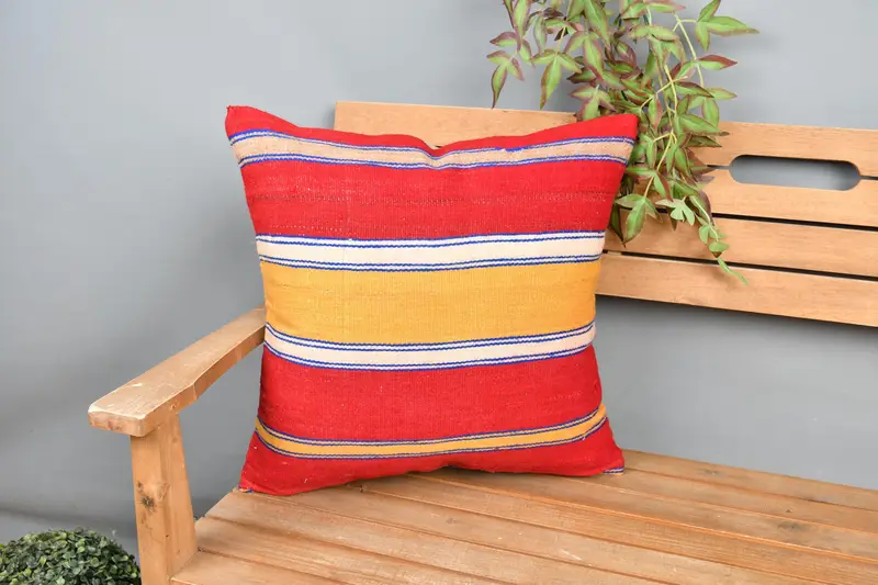 Home Decor Pillow, Retro Pillow Case, Gift Pillow, Vintage Pillow, Pillow Cover, Designer Throw Cushion Case, 20x20 Orange Cushion - 1