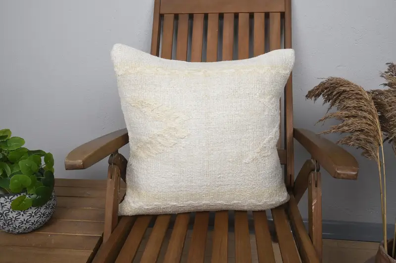 Türkischer 20 x 20 Zoll gestreifter Kissenbezug, College-Wohnheim-Dekoration, quadratisch, beige, Geschenk, Urlaubsgeschenk, Kissenbezug - 1