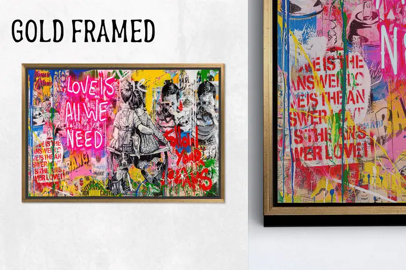 バンクシーにインスピレーションを得たラブ グラフィティ キャンバス: 芸術的なストリート バイブス