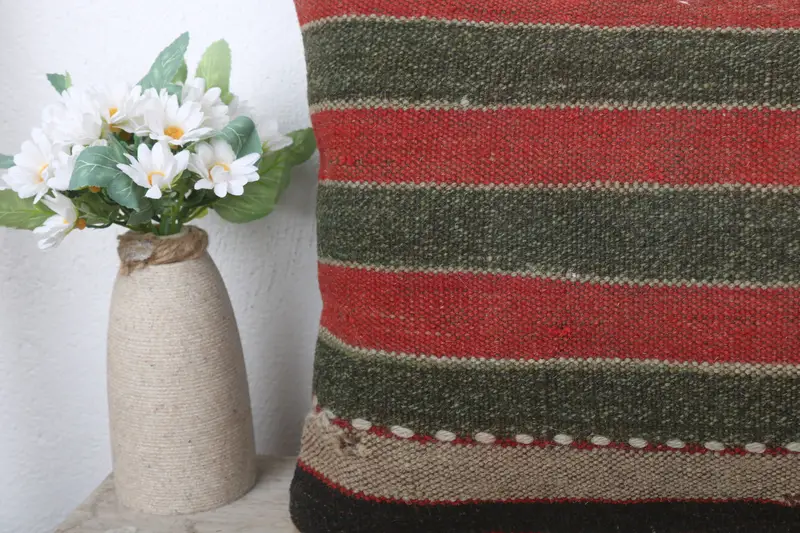 Cushion, Vintage Pillow, 12x24 Orange Cushion Cover, Outdoor Throw Cushion, Ethnic Pillow Cover Cushion Cover, Boho Pillow, Kilim Cushion Sham - 3