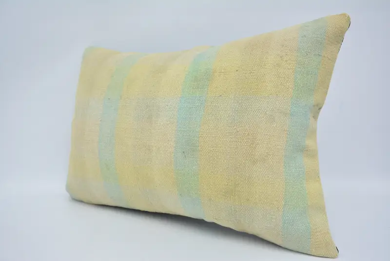 Morroccon Kilim Cushion Pillow Sham, Pillow, Vintage Kilim Throw Pillow, 16x24 Yellow Pillow Cover, Pillow for Sofa, Vintage Pillow - 4