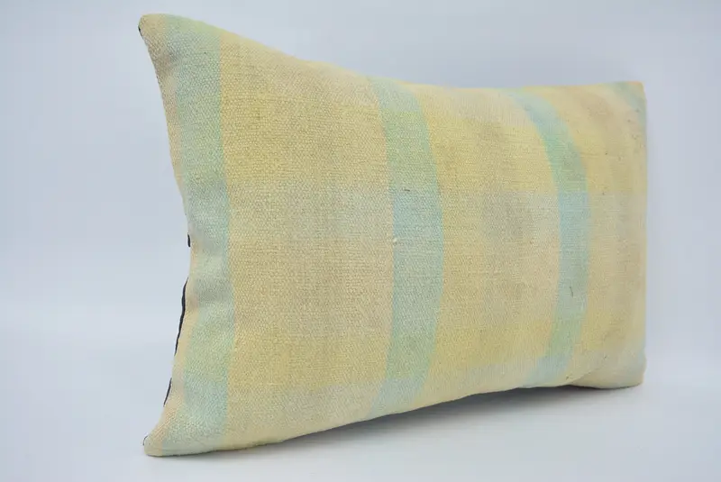 Morroccon Kilim Cushion Pillow Sham, Pillow, Vintage Kilim Throw Pillow, 16x24 Yellow Pillow Cover, Pillow for Sofa, Vintage Pillow - 3