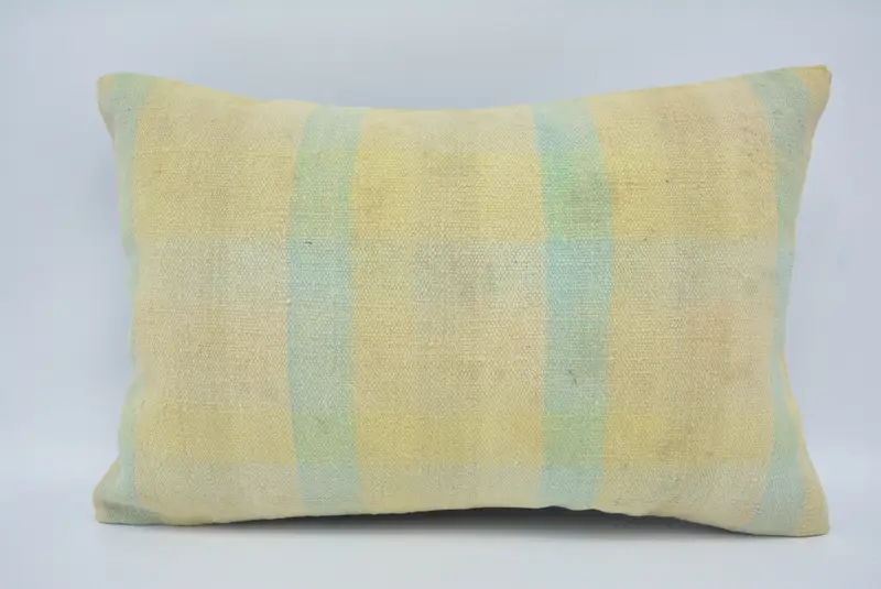 Morroccon Kilim Cushion Pillow Sham, Pillow, Vintage Kilim Throw Pillow, 16x24 Yellow Pillow Cover, Pillow for Sofa, Vintage Pillow - 1