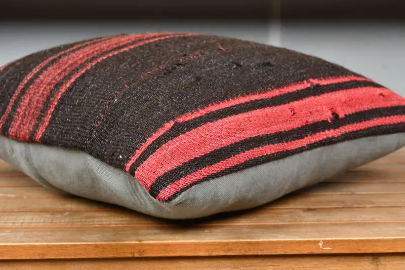 Ethnical Kilim Rug Pillow, Couch Pillow Cover, Vintage Kilim Pillow, Cushion Case, Knitted Pillow Case, 18x18 Brown Pillow, Pillow for Couch - 4