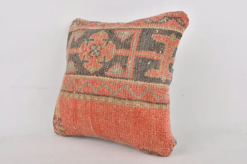 14x14 Red Kissenbedeckung, türkisches Kilim -Kissen, dekorative Bolsterkissenbedeckung, Boho -Kissenschein -Abdeckung, Kissenbezüge, ethnischer Kilimteppichkissen Kissen - 3