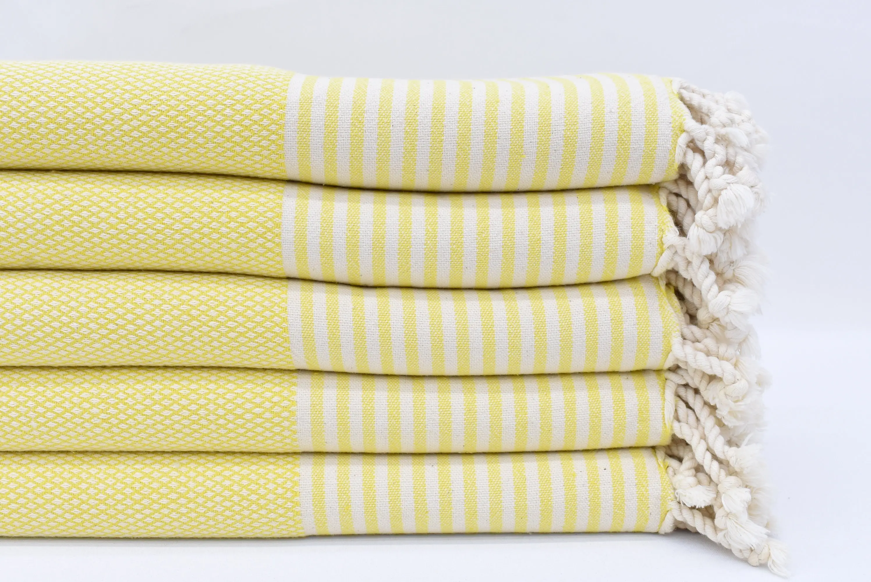 Personalized Yellow Striped Organic Cotton Towel, 67x32 Inches - 1