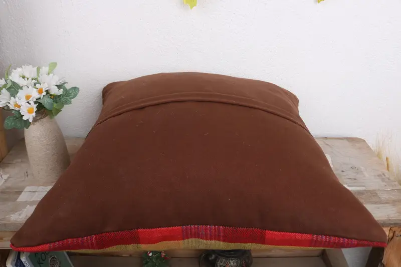 Vintage Throw Pillow Sham, Cushion Case, Pillow for Couch, Authentic Cushion Case, Handmade Kilim Cushion, Gift Pillow, 18x18 Yellow Pillow Cover - 7